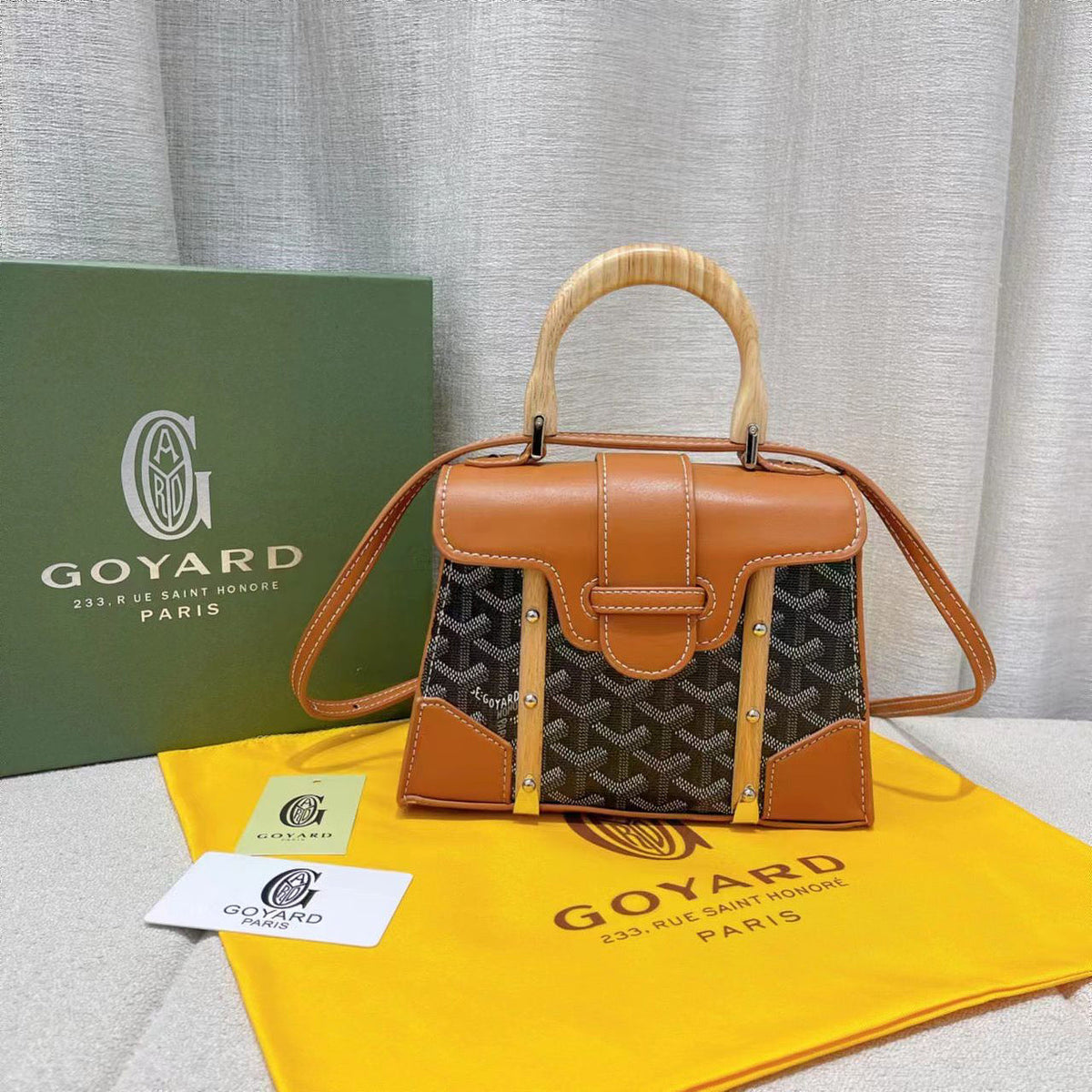 Goyard Coated Leather MM Saigon Bag with Brand Box