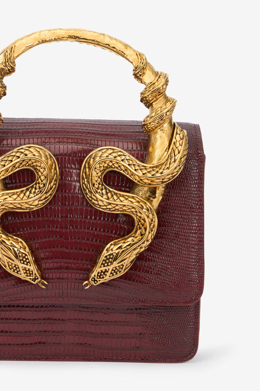 Roberto Cavalli Borsa Bordeaux Con Serpenti