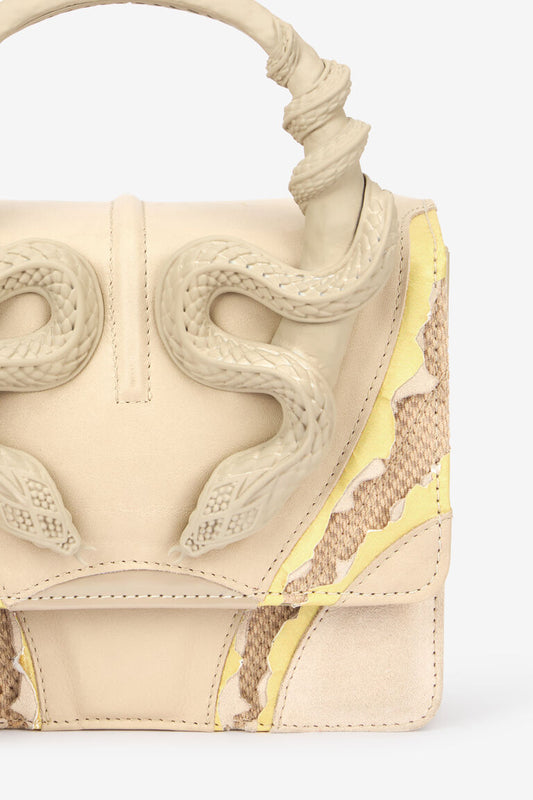 Roberto Cavalli Small Ivory Snake Bag