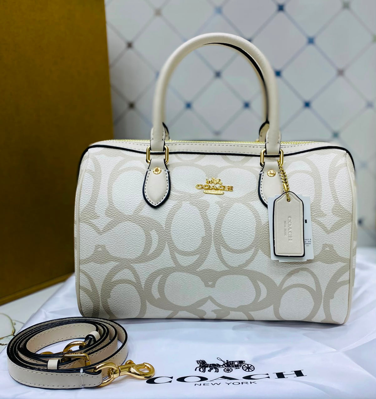 Coach Rowan Satchel in Blocked Signature Canvas