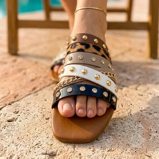 Zara Studded Flat Slippers