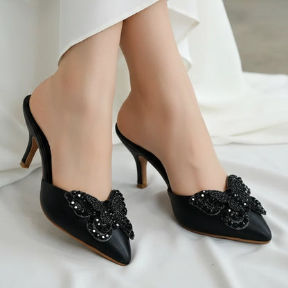 Charles & Keith Satin Butterfly Heels
