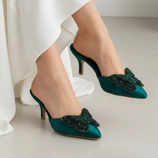 Charles & Keith Satin Butterfly Heels