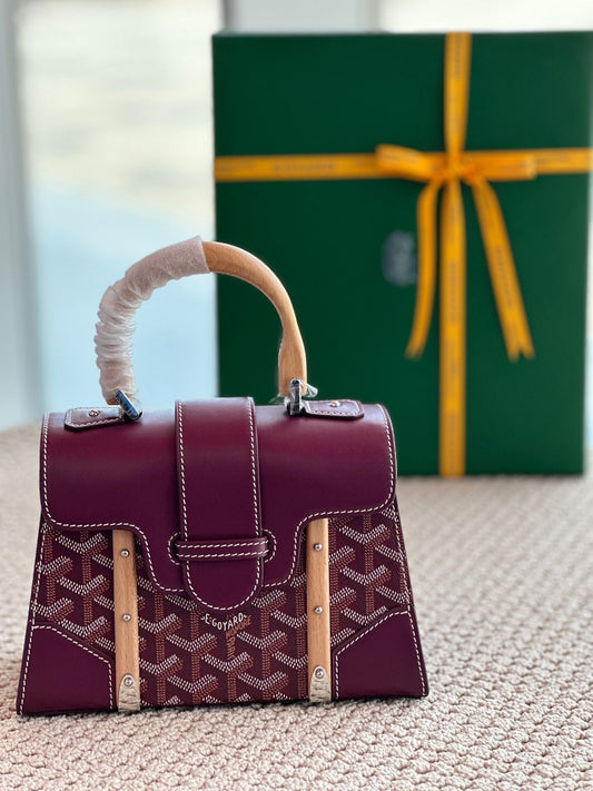Goyard Coated Leather MM Saigon Bag with Brand Box
