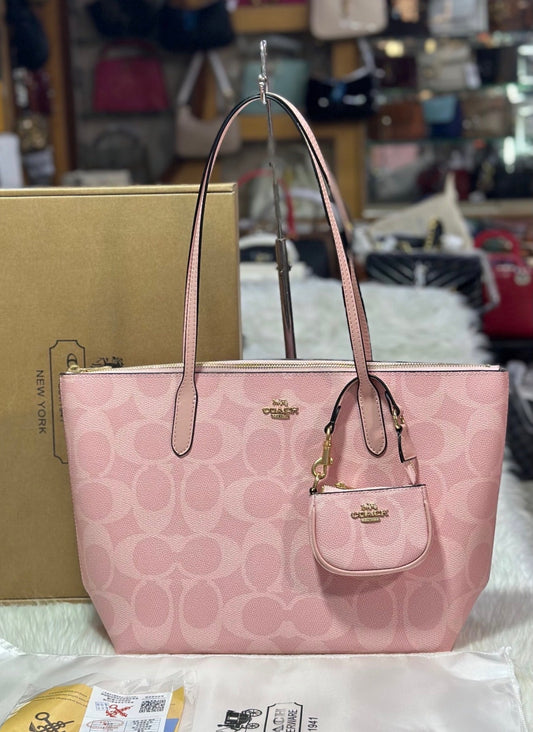 Coach Avenue Tote with Bear and Mini Bag Charm