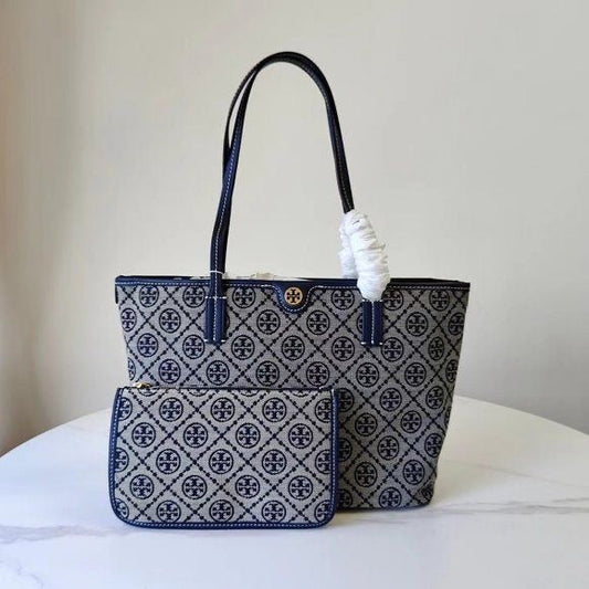 Tory Burch T Monogram Jacquard Tote Bag with Box and Pouch