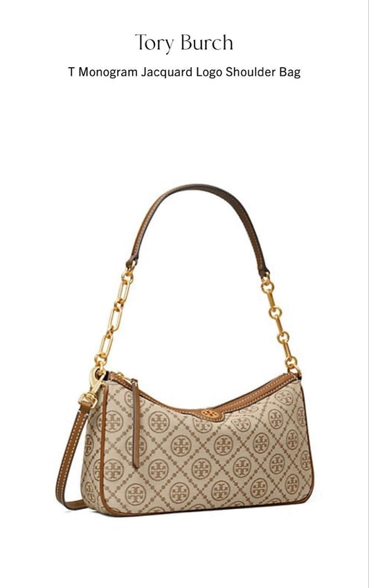 Tory Burch T Monogram Jacquard Studio Shoulder Bag with Brand Box