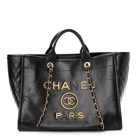 Chanel Deauville Studded Chain Tote Bag