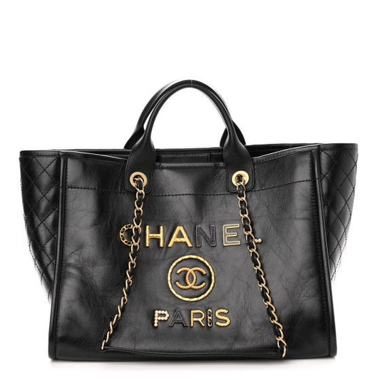 Chanel Deauville Studded Chain Tote Bag
