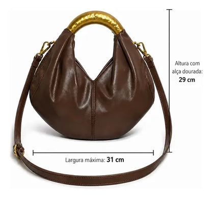 Metal Handle Soft PU Dumpling Shoulder Bag
