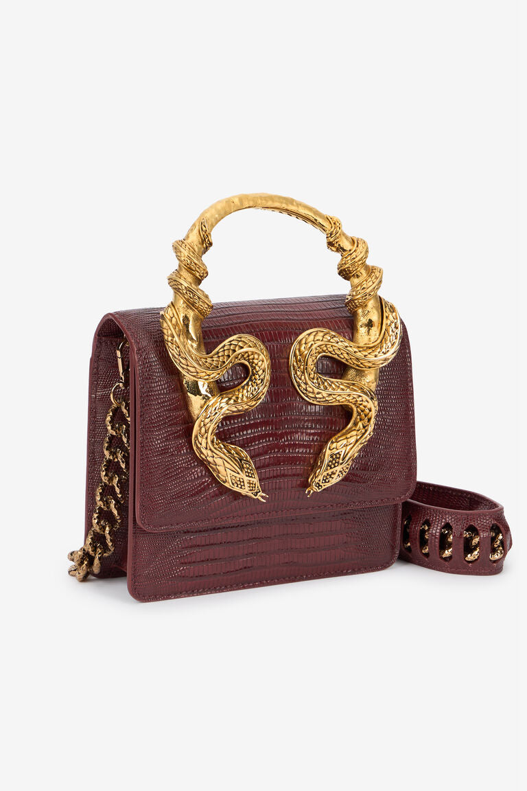 Roberto Cavalli Borsa Bordeaux Con Serpenti