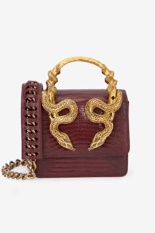 Roberto Cavalli Borsa Bordeaux Con Serpenti