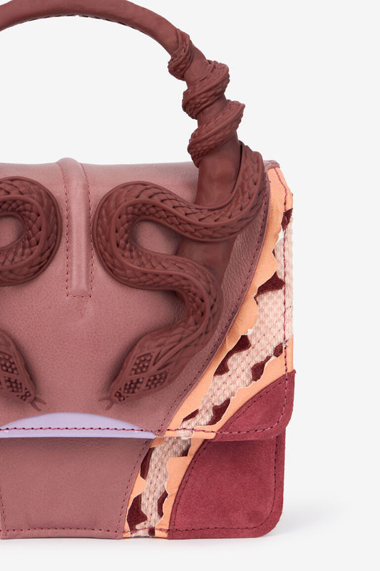 Roberto Cavalli Small Pink Bag With Snakes