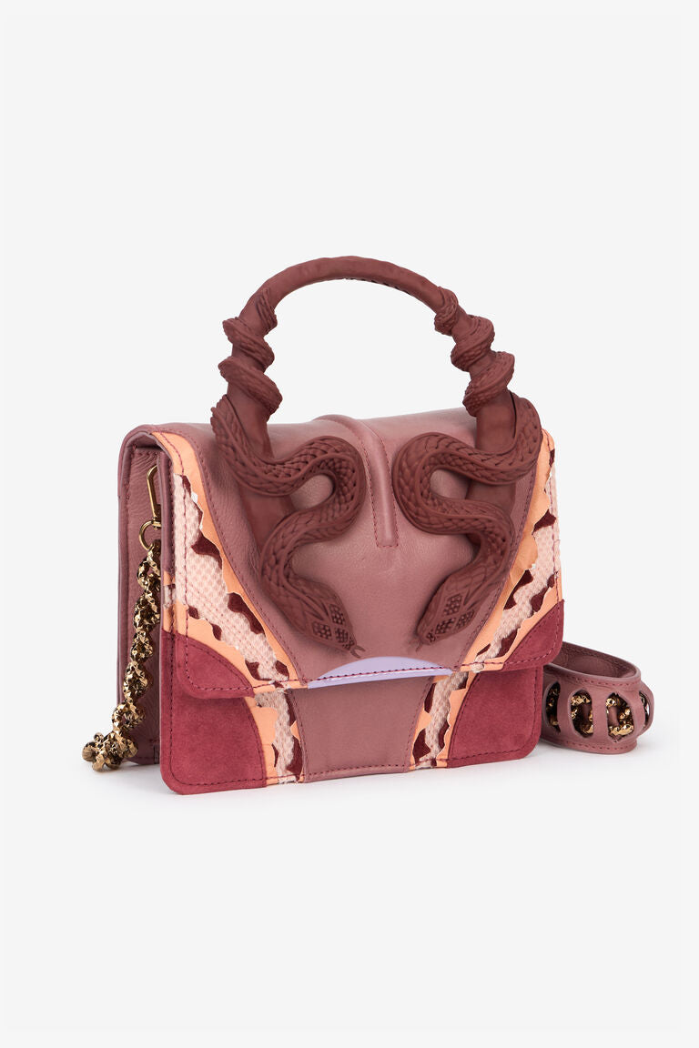 Roberto Cavalli Small Pink Bag With Snakes