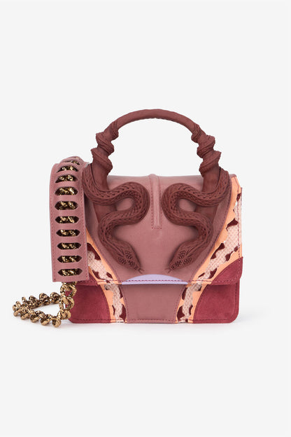 Roberto Cavalli Small Pink Bag With Snakes