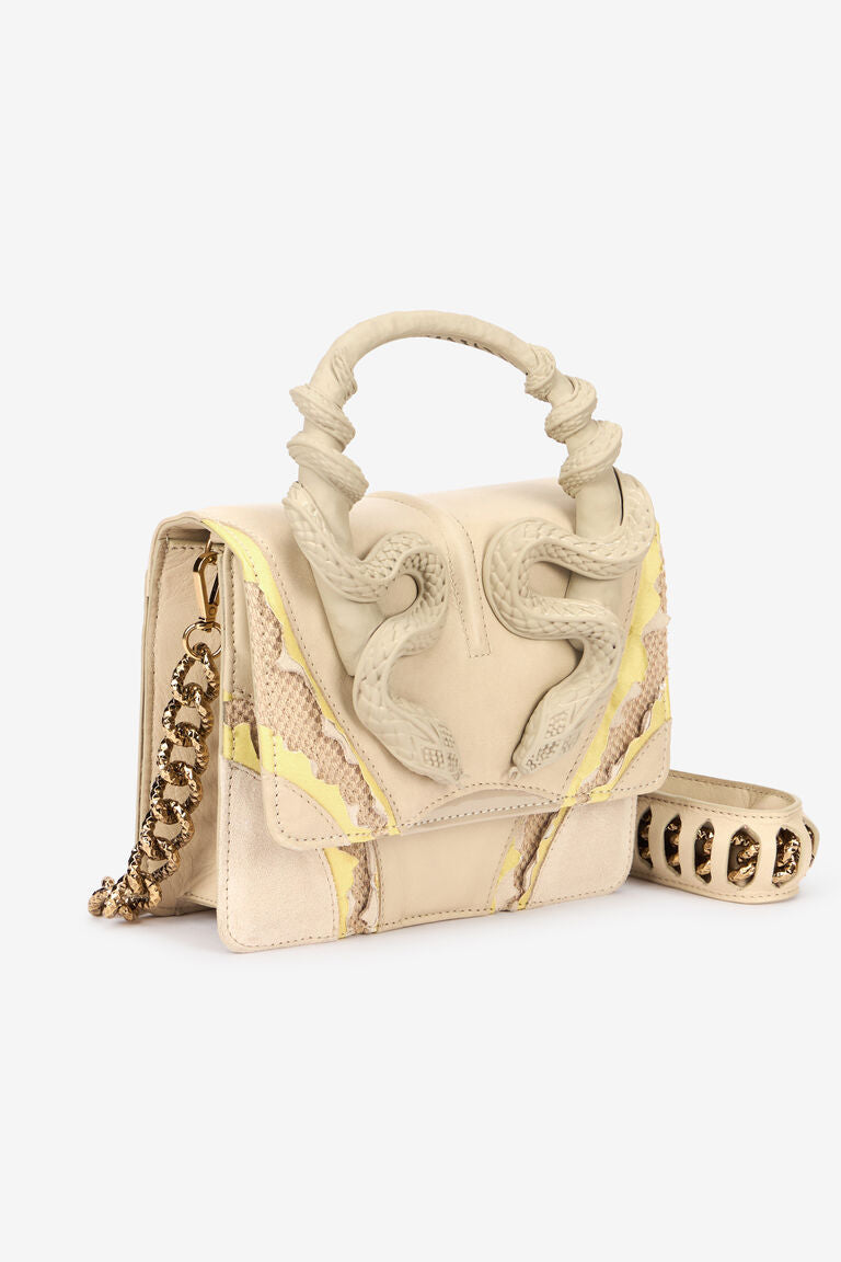 Roberto Cavalli Small Ivory Snake Bag