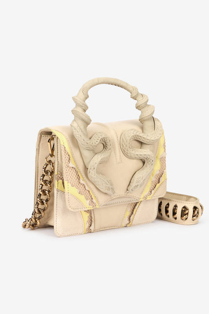 Roberto Cavalli Small Ivory Snake Bag