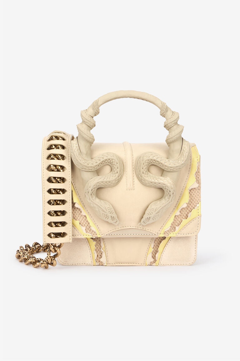 Roberto Cavalli Small Ivory Snake Bag