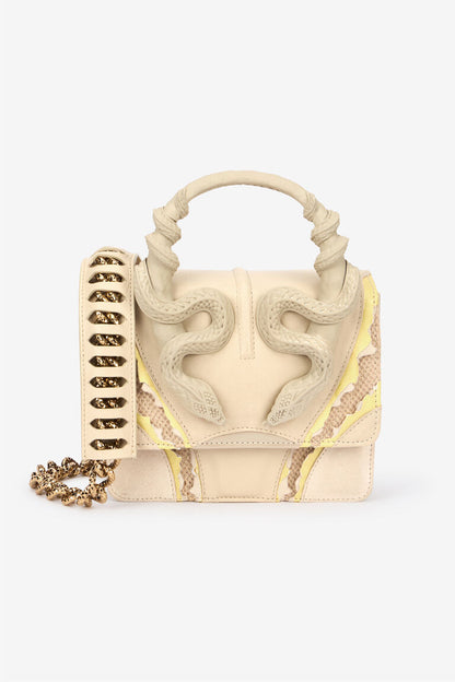 Roberto Cavalli Small Ivory Snake Bag