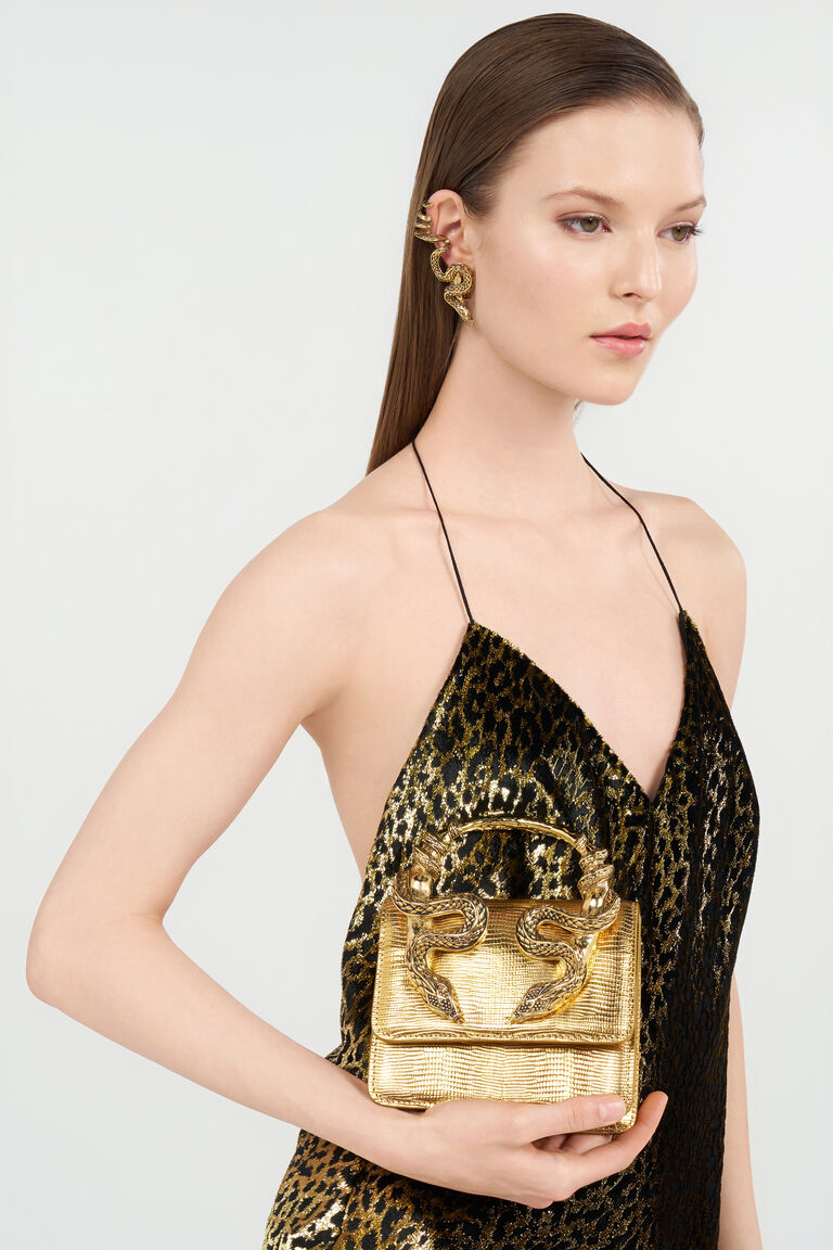 Roberto Cavalli Borsa Bordeaux Con Serpenti