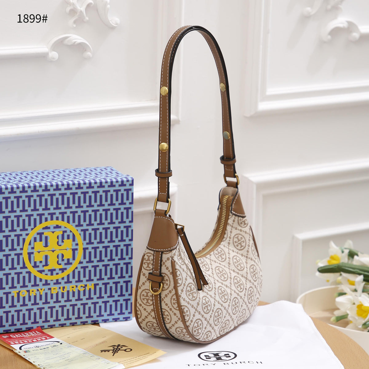 Tory Burch T Monogram Crescent Shoulder Bag