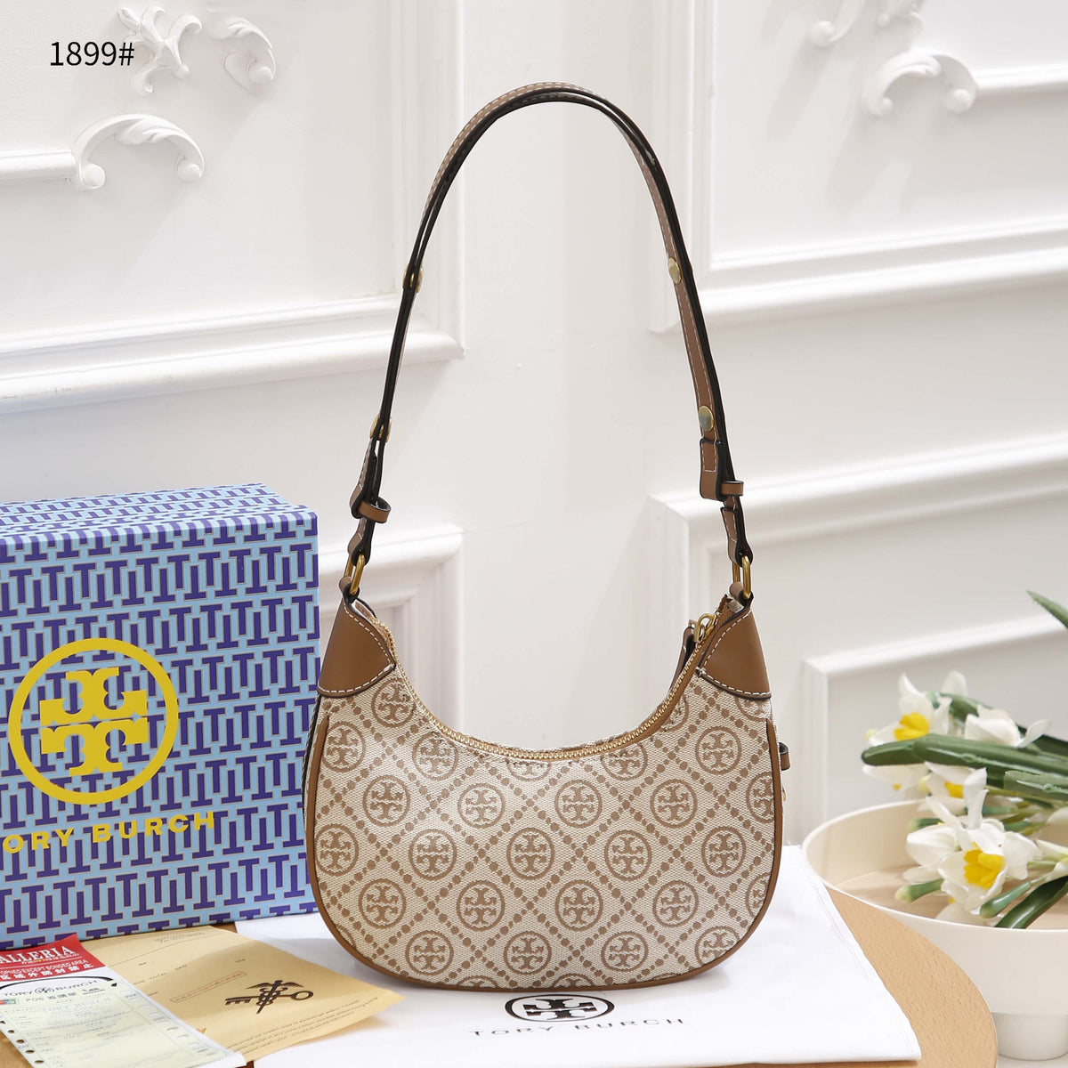 Tory Burch T Monogram Crescent Shoulder Bag