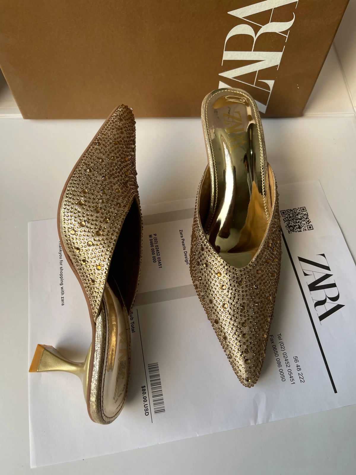 Zara Crystal Embellished Pointed-Toe Heels
