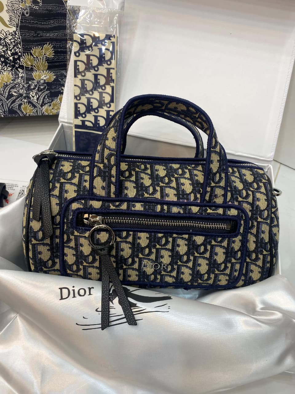 Dior Oblique Embroidered Mini Duffle Bag