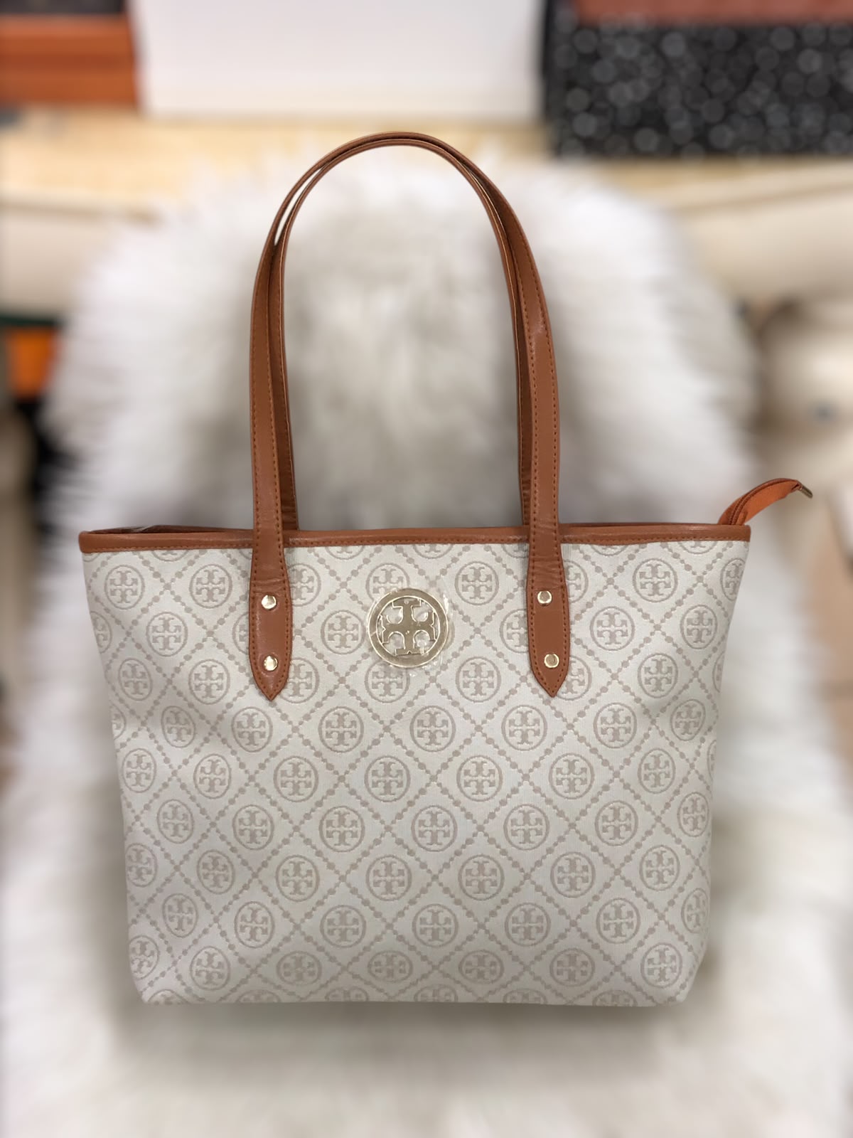 Tory Burch T Monogram Zip Tote Bag