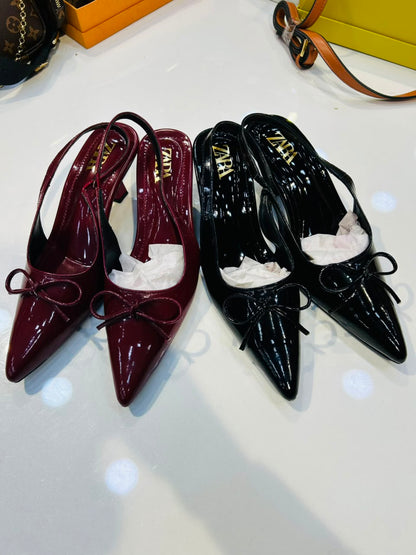 Zara Bow Slingback Heels