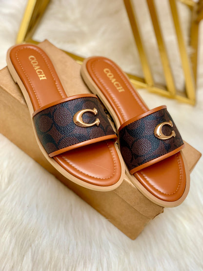 Coach C Buckle Flat Slippers