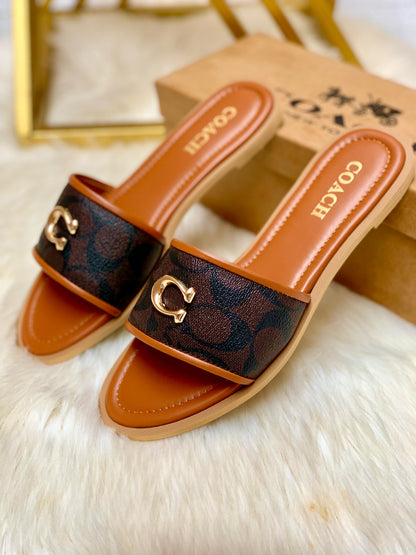 Coach C Buckle Flat Slippers