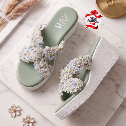 Zara Embellished Wedge Slippers