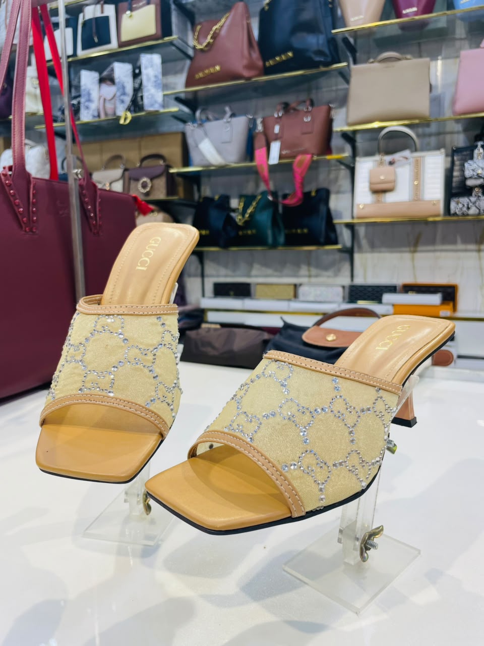 GUCCI GG Crystal-Embellished Heel