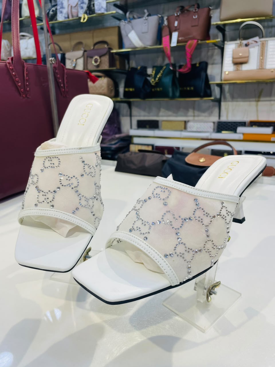 GUCCI GG Crystal-Embellished Heel