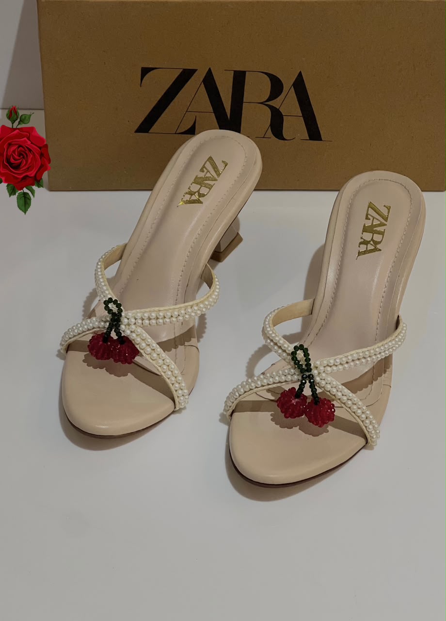 Zara Cherry Pearl Heels