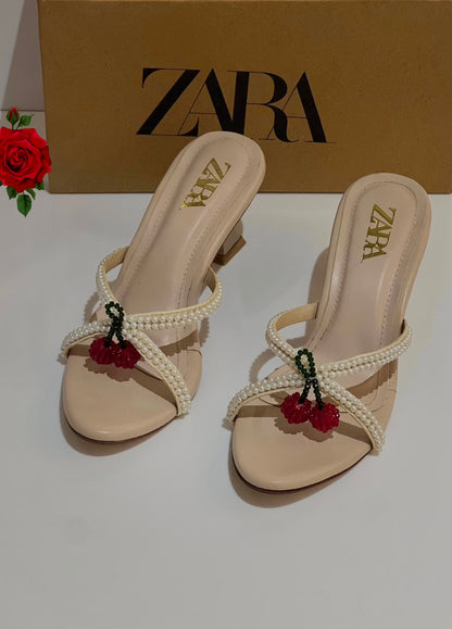 Zara Cherry Pearl Heels