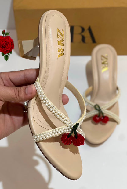 Zara Cherry Pearl Heels