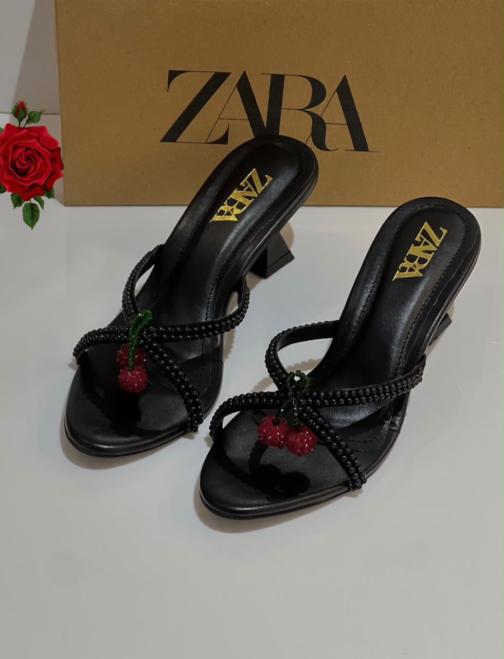 Zara Cherry Pearl Heels
