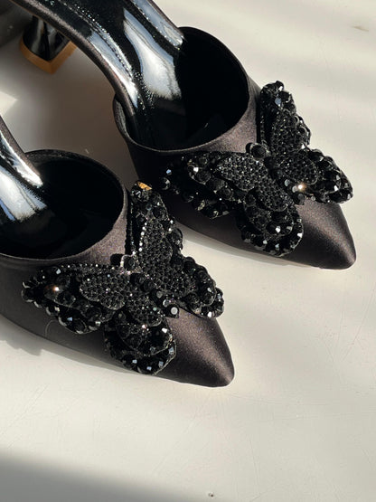 Charles & Keith Satin Butterfly Heels