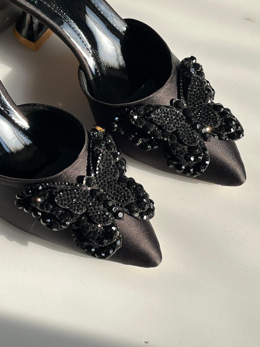 Charles & Keith Satin Butterfly Heels