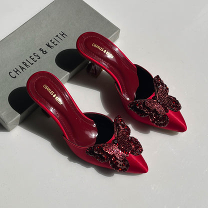 Charles & Keith Satin Butterfly Heels