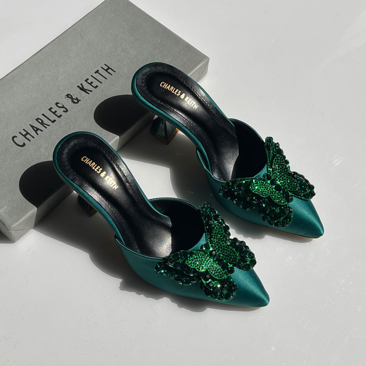 Charles & Keith Satin Butterfly Heels