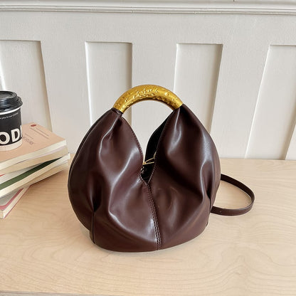 Metal Handle Soft PU Dumpling Shoulder Bag
