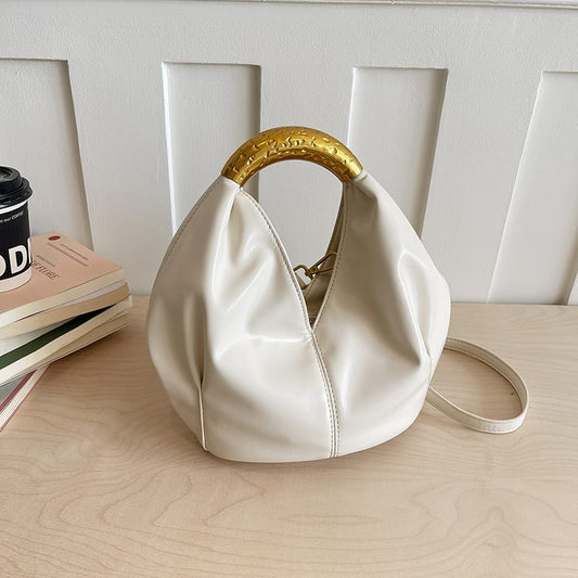 Metal Handle Soft PU Dumpling Shoulder Bag
