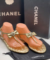 Chanel Lambskin Grosgrain Camellia Thong Sandals