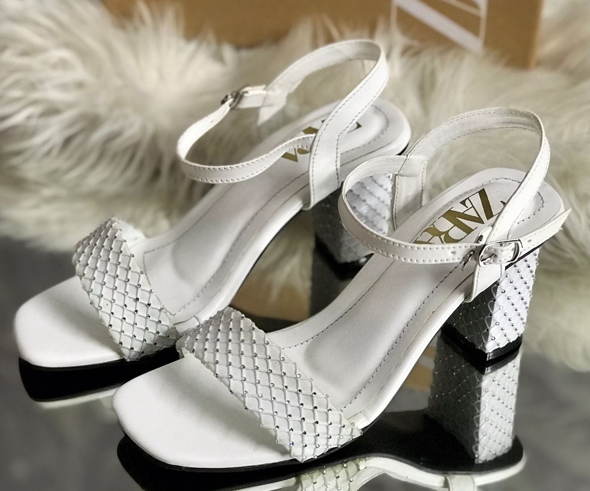 Zara Rhinestone Embellished Block Heels