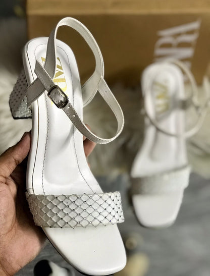 Zara Rhinestone Embellished Block Heels