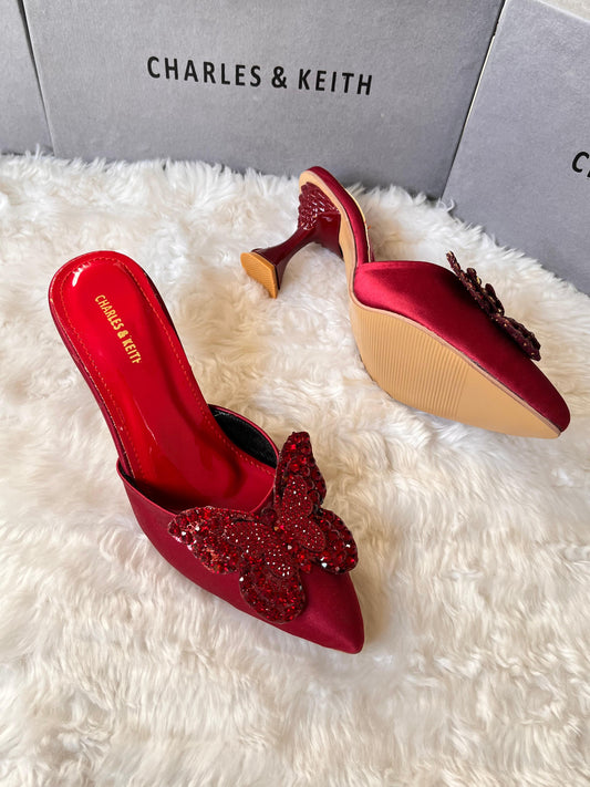 Charles & Keith Satin Butterfly Heels