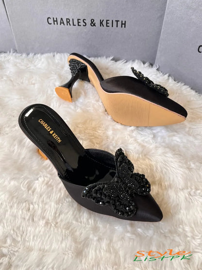 Charles & Keith Satin Butterfly Heels